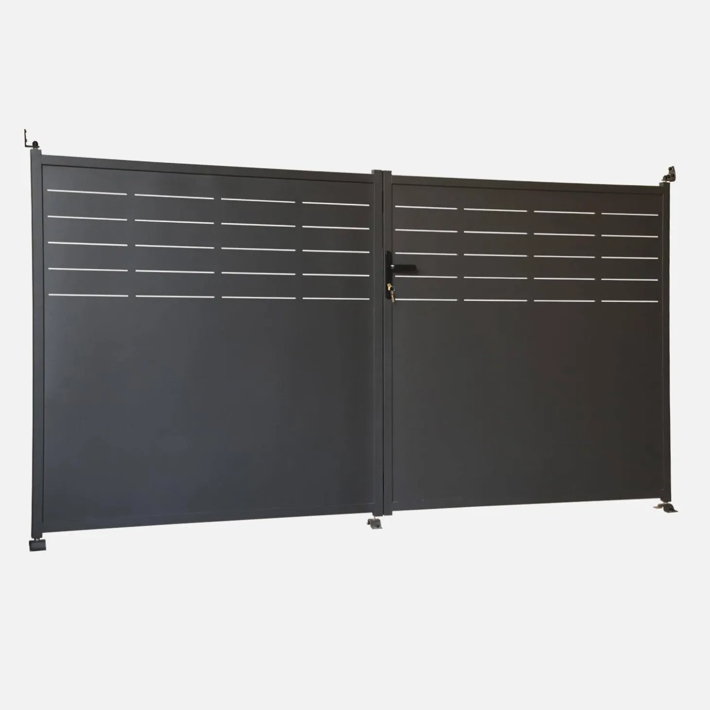 Galvanized Steel Garden Gate 2 Doors with Lock and Handle