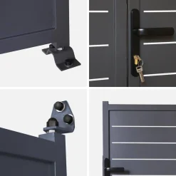 Galvanized Steel Garden Gate 2 Doors with Lock and Handle