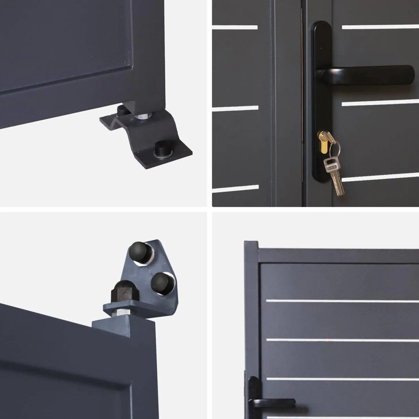 Galvanized Steel Garden Gate 2 Doors with Lock and Handle