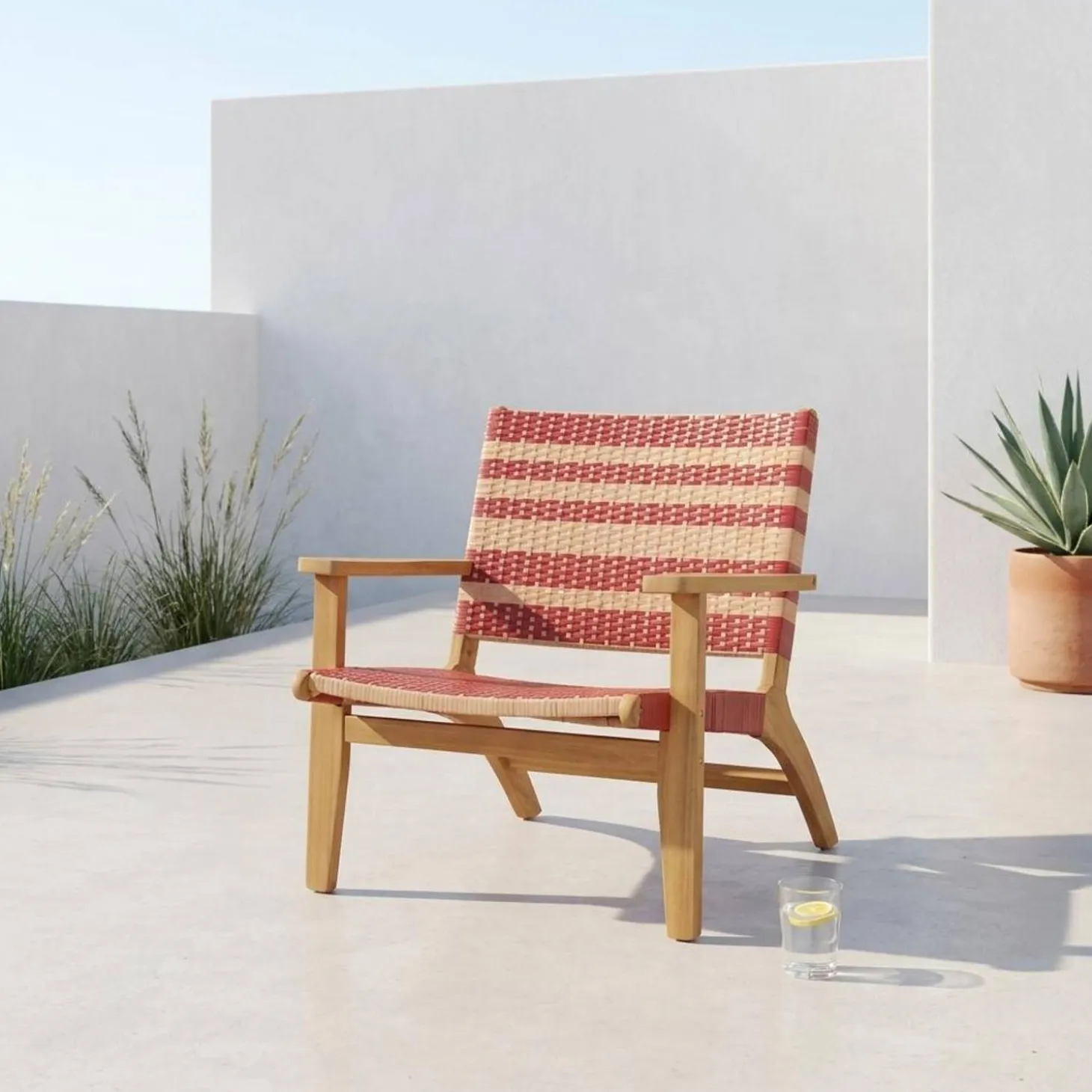 Garden armchair acacia wood and resin