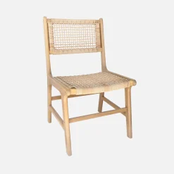 Garden chair acacia wood and cane (set of 4)