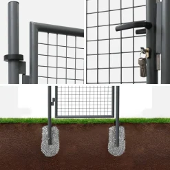 Garden metal gate with lock and handle