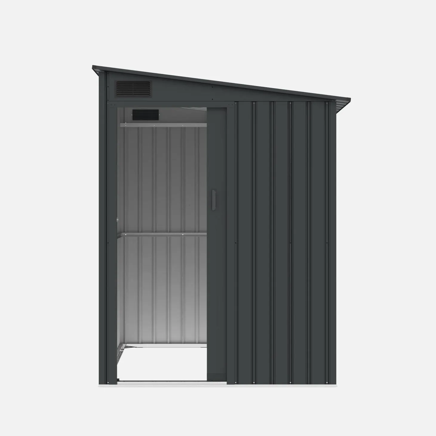 Garden shed 2.91m² galvanized steel with sliding door and anchor kit