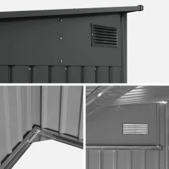 Garden shed 2.91m² galvanized steel with sliding door and anchor kit