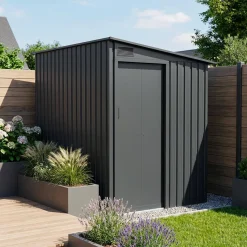 Garden shed 2.91m² galvanized steel with sliding door and anchor kit