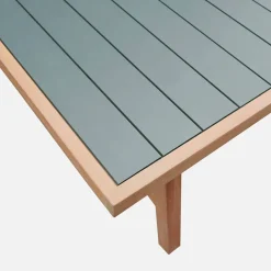 Garden table acacia wood and aluminum seats 8