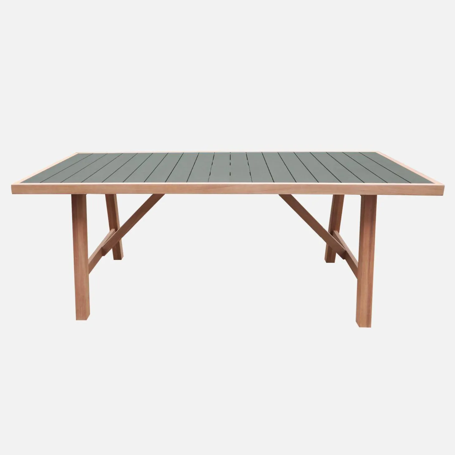 Garden table acacia wood and aluminum seats 8