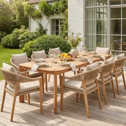 Garden table acacia wood 200cm seats 6
