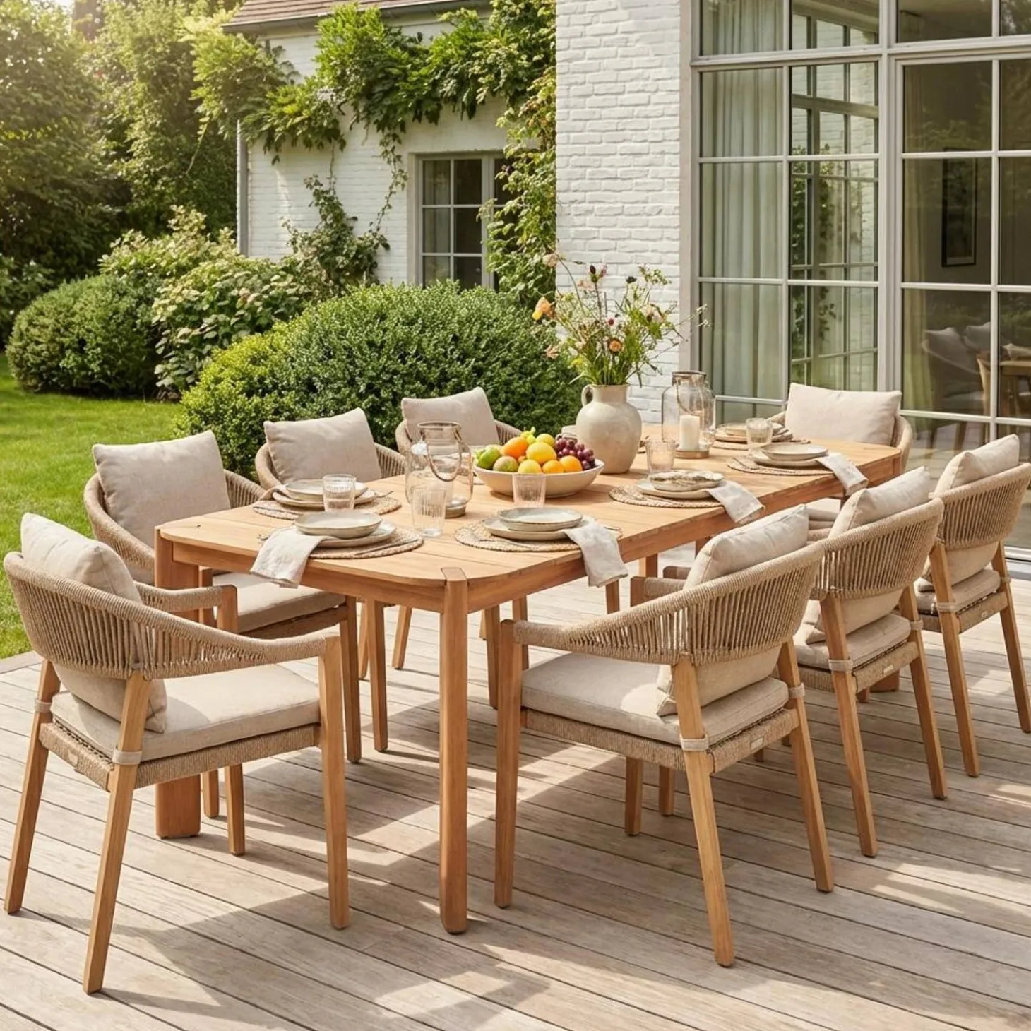 Garden table acacia wood 200cm seats 6