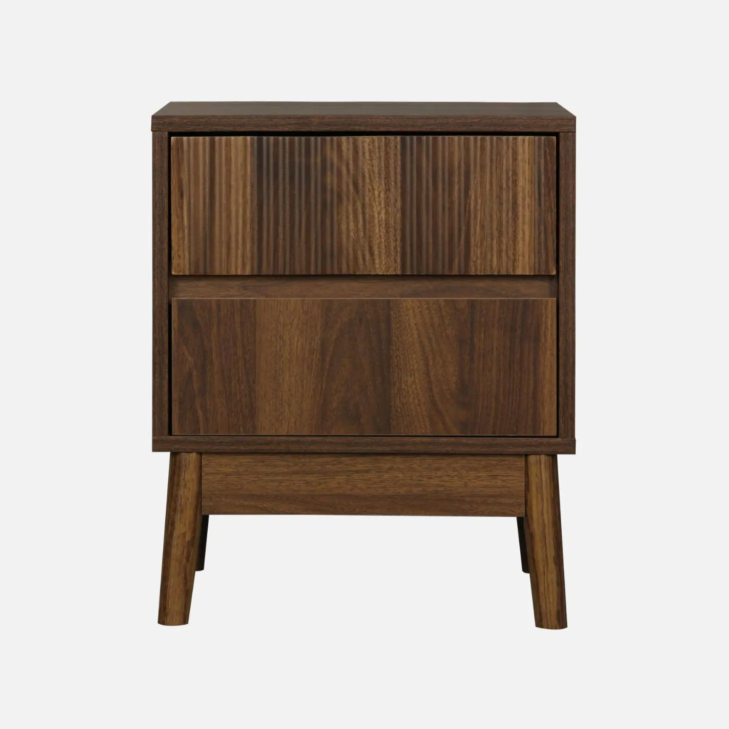 Grooved bedside table with wood effect