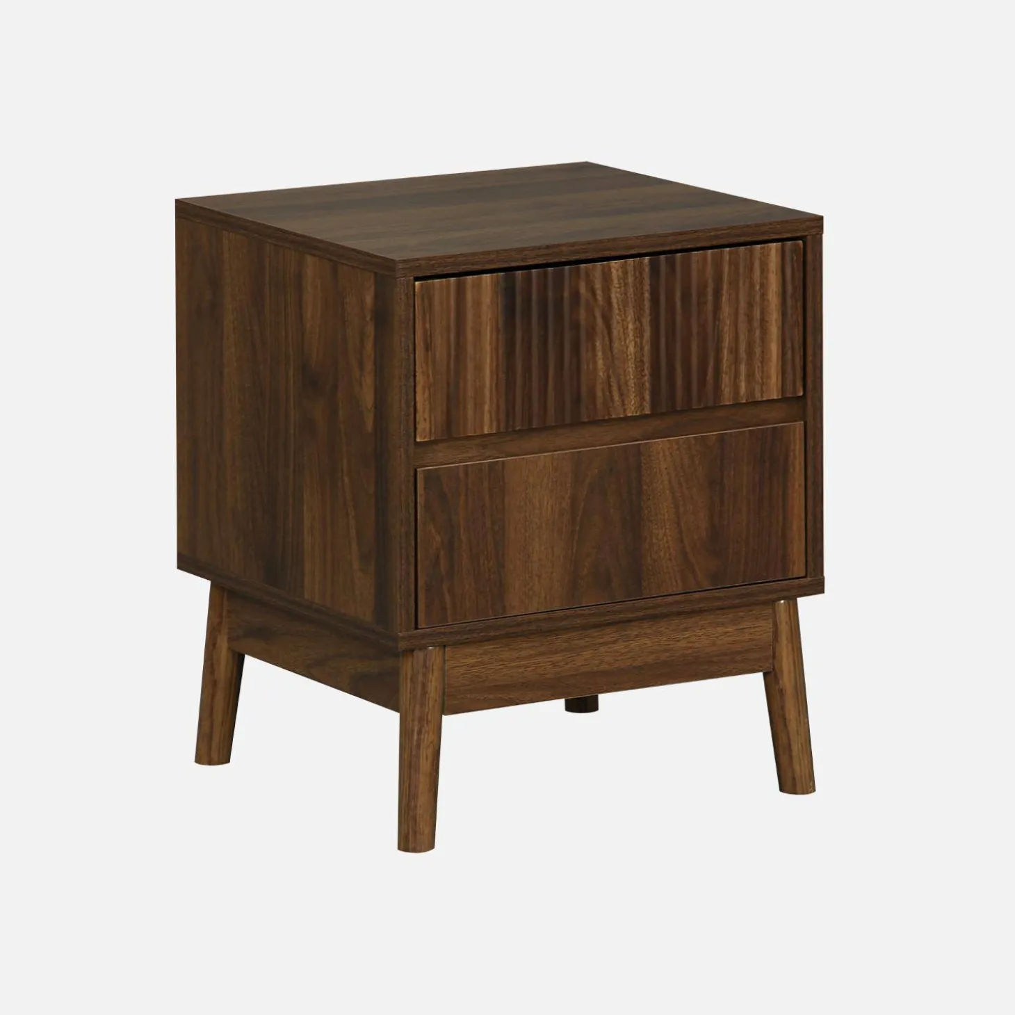 Grooved bedside table with wood effect