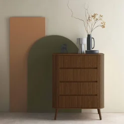 Grooved decor chest 4 drawers