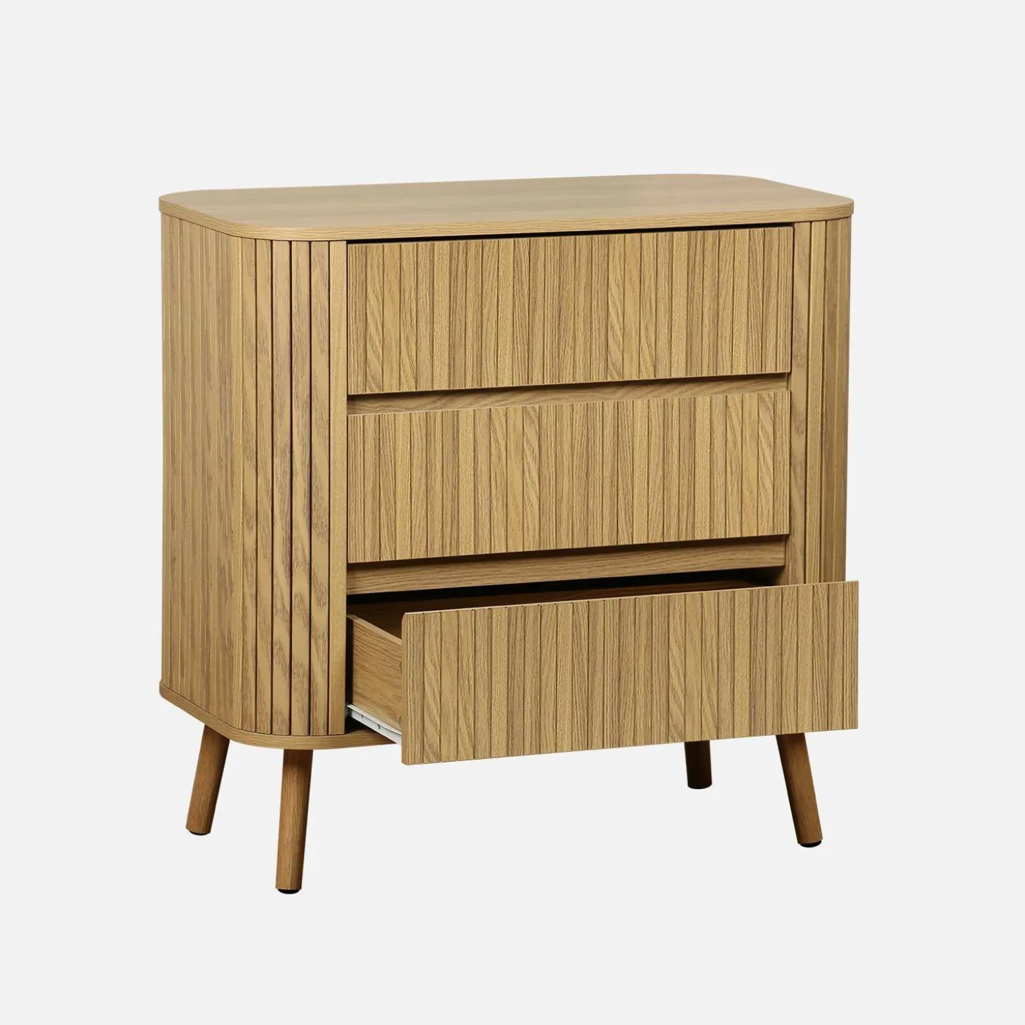 Grooved decor dresser 3 drawers