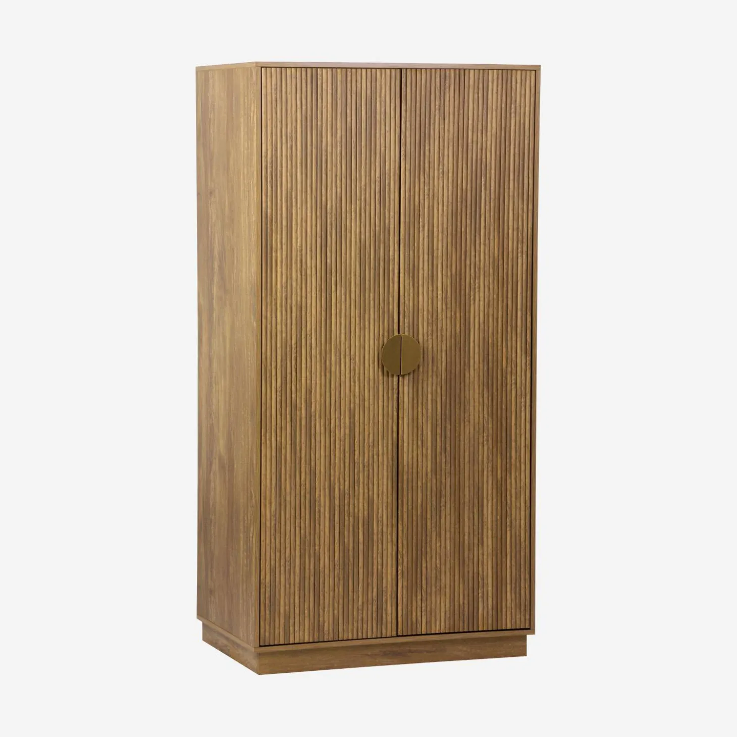 Grooved mango wood effect wardrobe closet with 2 doors