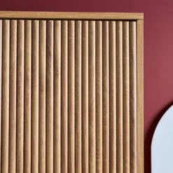 Grooved mango wood effect wardrobe closet with 2 doors