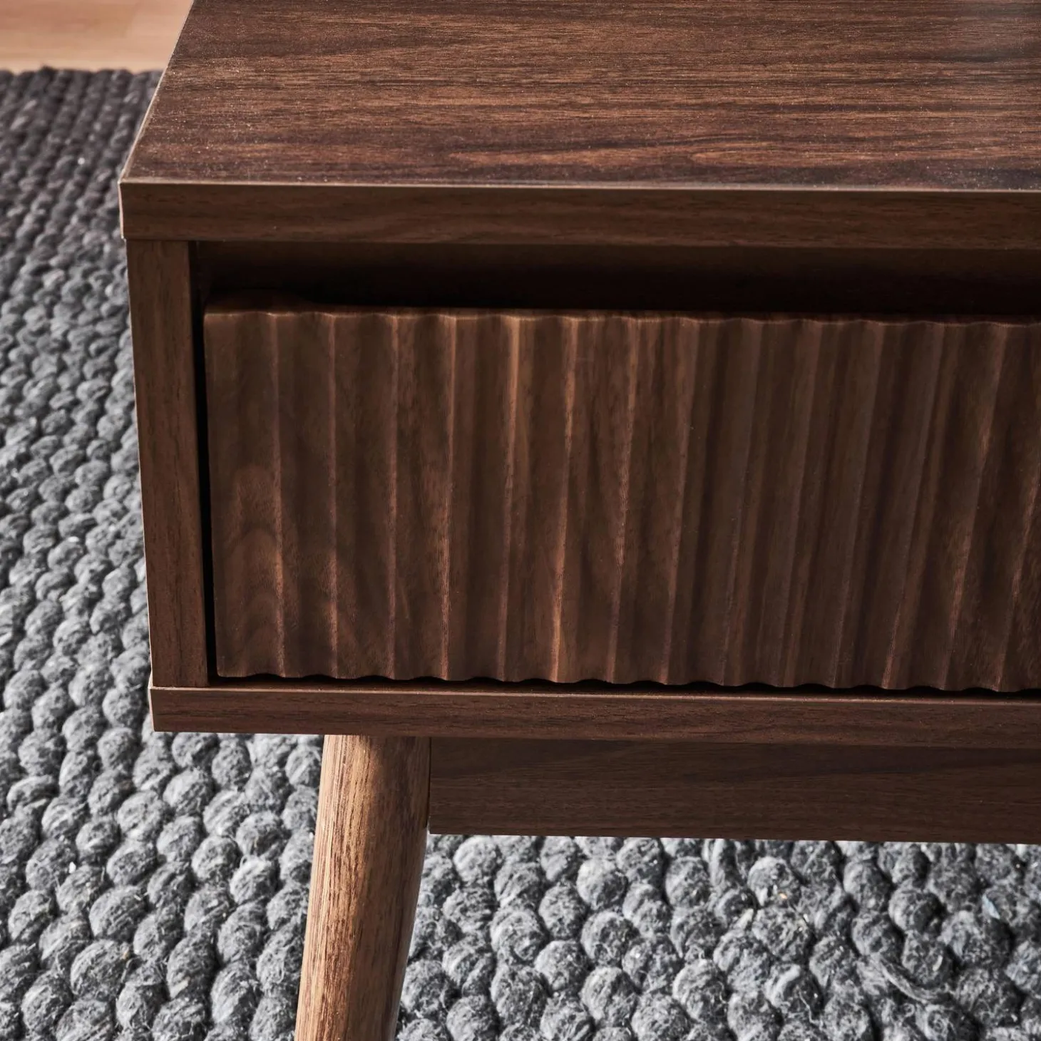 Grooved wood detail coffee table