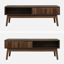 Grooved wood detail coffee table