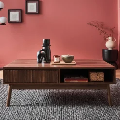 Grooved wood detail coffee table