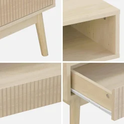 Grooved wood detail coffee table