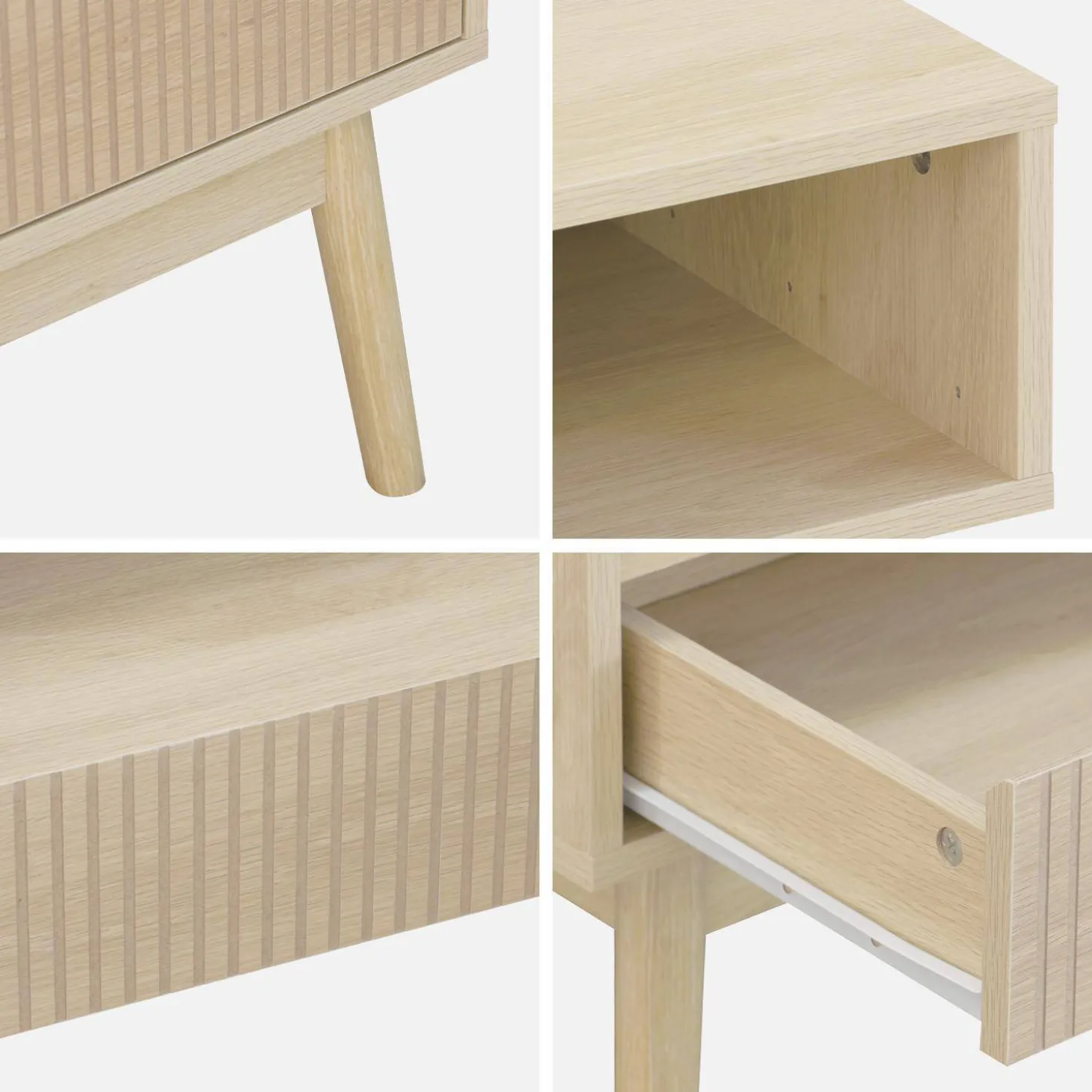 Grooved wood detail coffee table