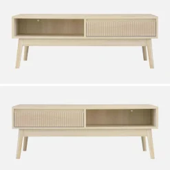 Grooved wood detail coffee table