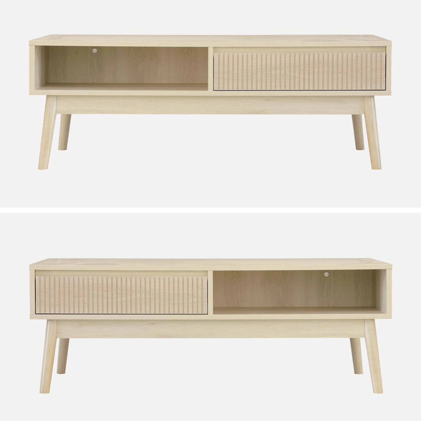 Grooved wood detail coffee table
