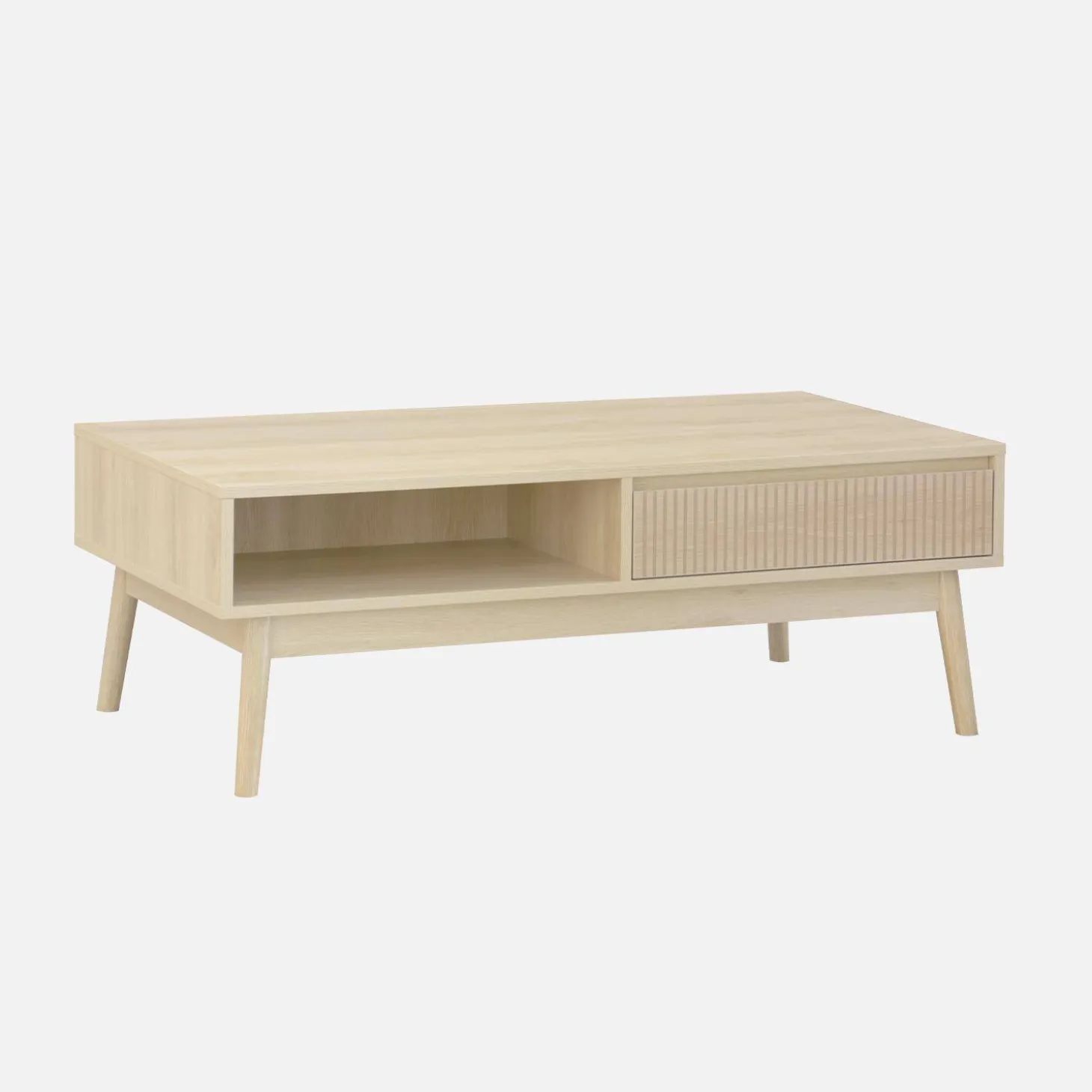 Grooved wood detail coffee table