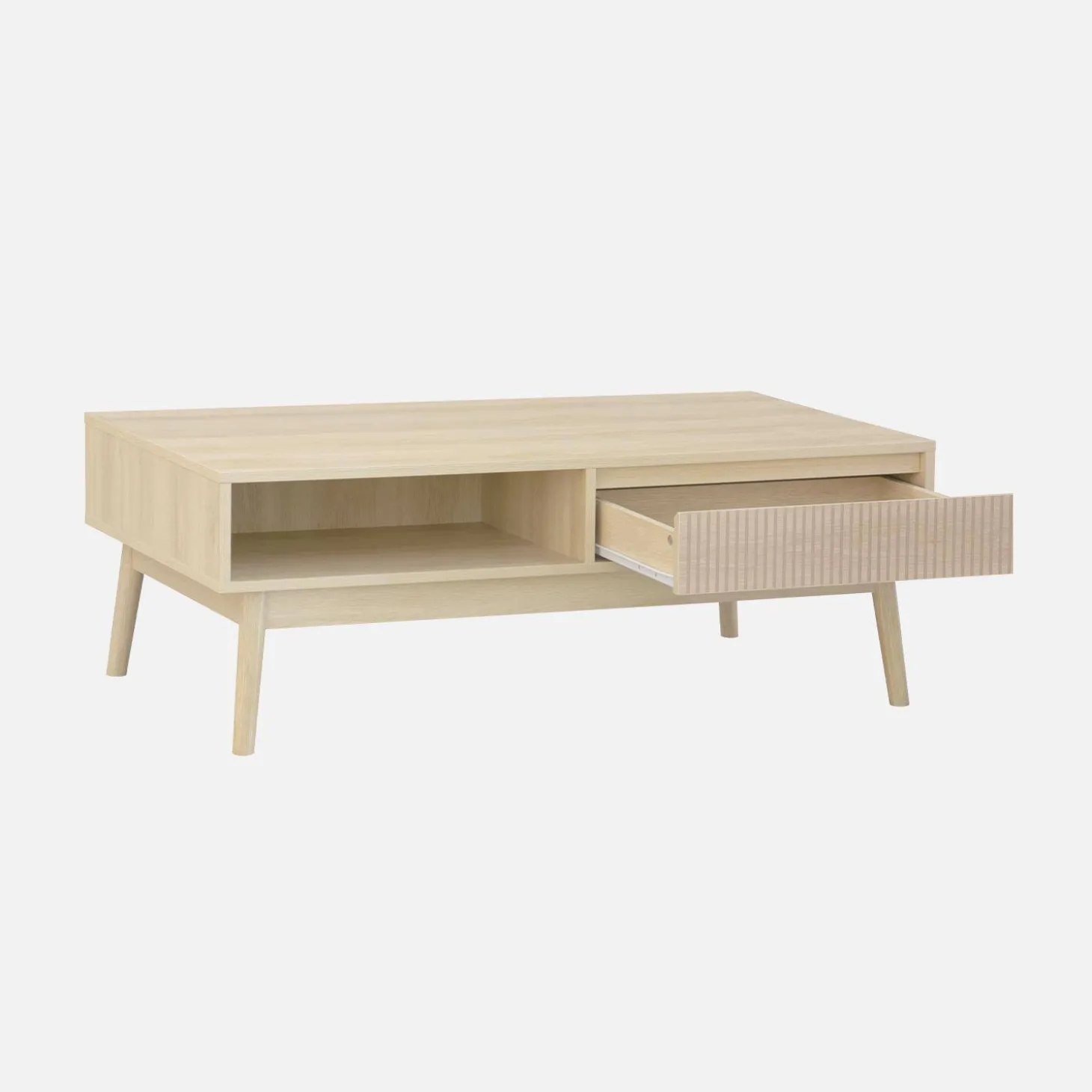 Grooved wood detail coffee table