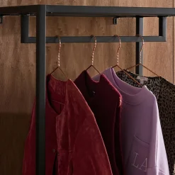 Hallway furniture, metal coat rack with hanging rod and 2 drawers
