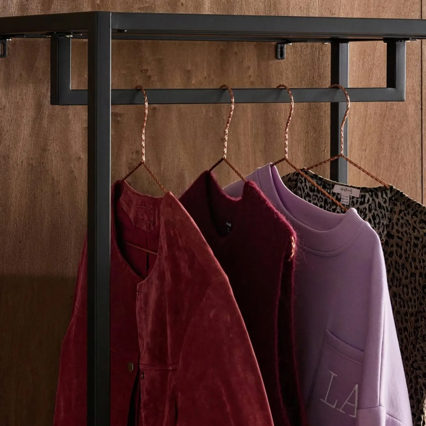 Hallway furniture, metal coat rack with hanging rod and 2 drawers