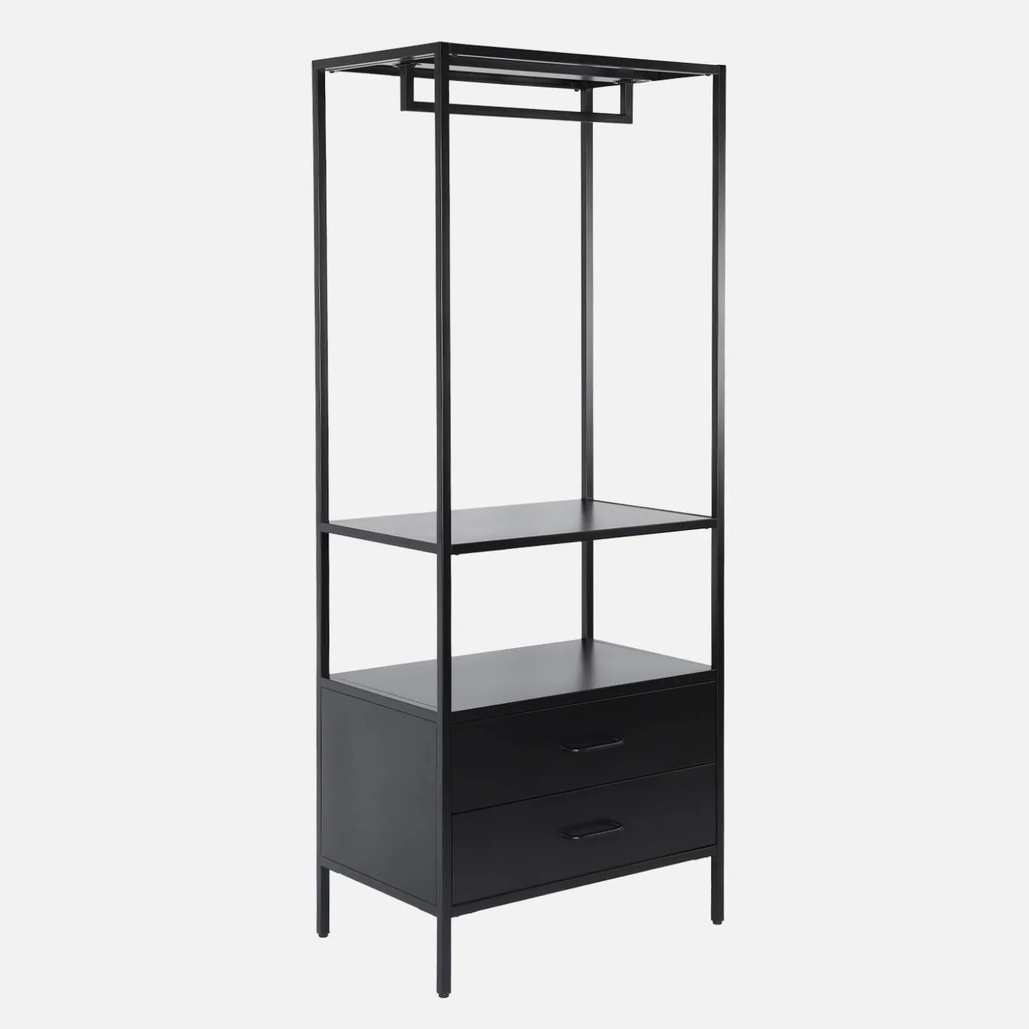 Hallway furniture, metal coat rack with hanging rod and 2 drawers