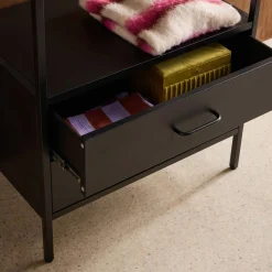 Hallway furniture, metal coat rack with hanging rod and 2 drawers