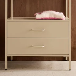 Hallway furniture, metal coat rack with hanging rod and 2 drawers