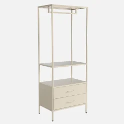 Hallway furniture, metal coat rack with hanging rod and 2 drawers