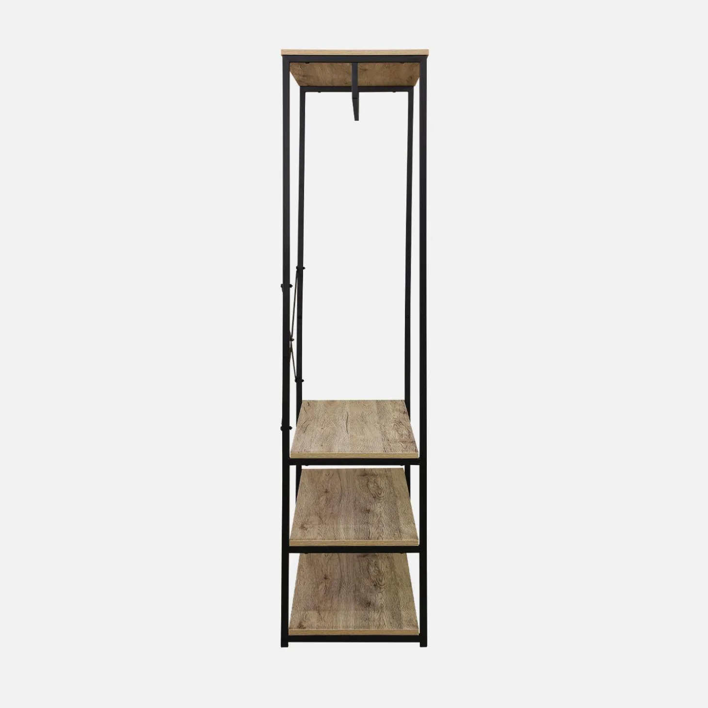 Hallway metal and wood-effect coat and shoe rack