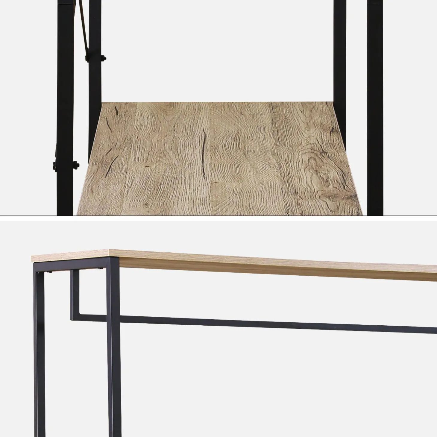 Hallway metal and wood-effect coat and shoe rack