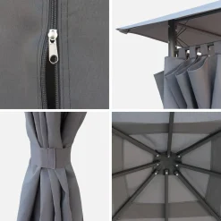 Heavy duty 3x3m gazebo with curtains