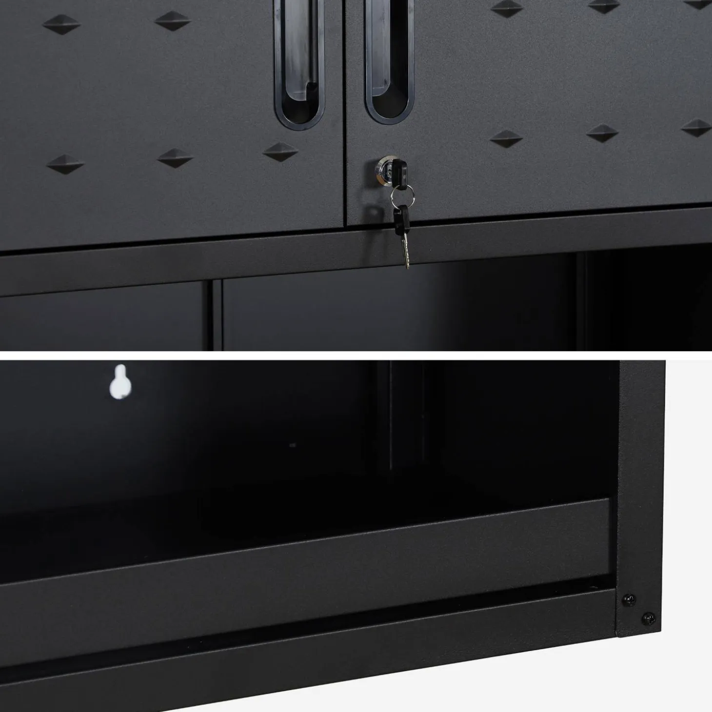 High storage cabinet for garages with shelf