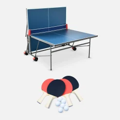 Indoor folding table tennis table with 4 bats and 6 balls
