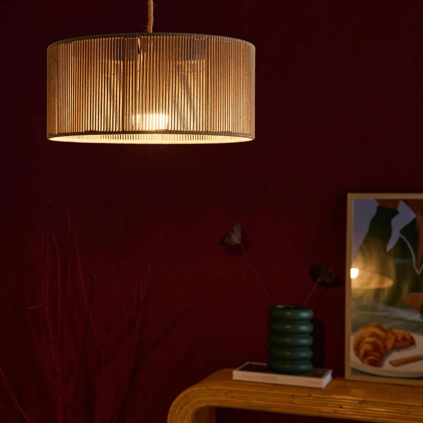 Indoor hemp pendant light, Ø 40cm