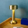 Indoor LED table lamp in gold metal Ø9cm