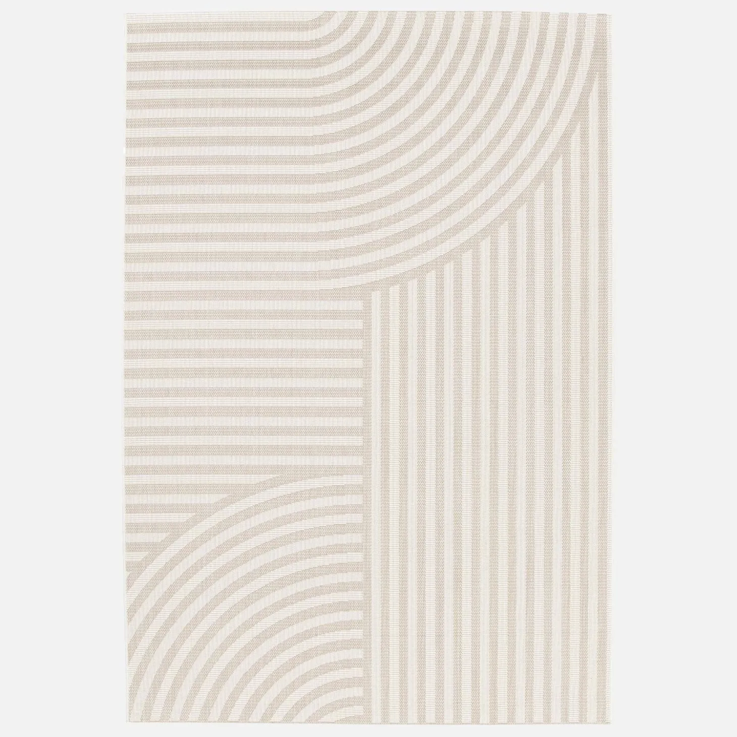 Indoor/outdoor rug with beige arch pattern, recycled polyester