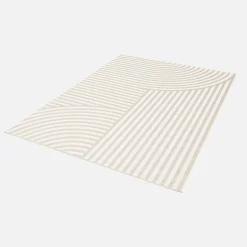 Indoor/outdoor rug with beige arch pattern, recycled polyester