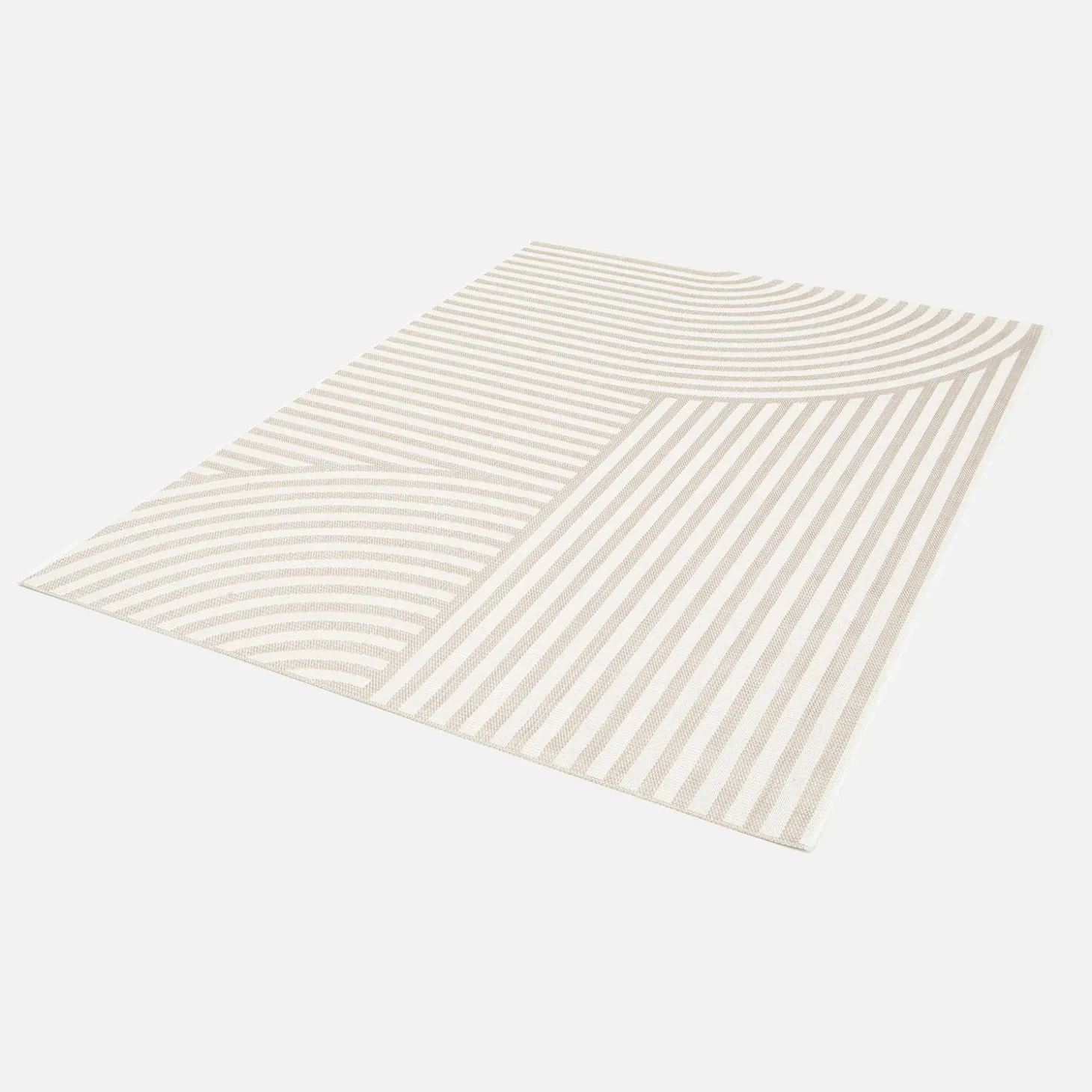 Indoor/outdoor rug with beige arch pattern, recycled polyester