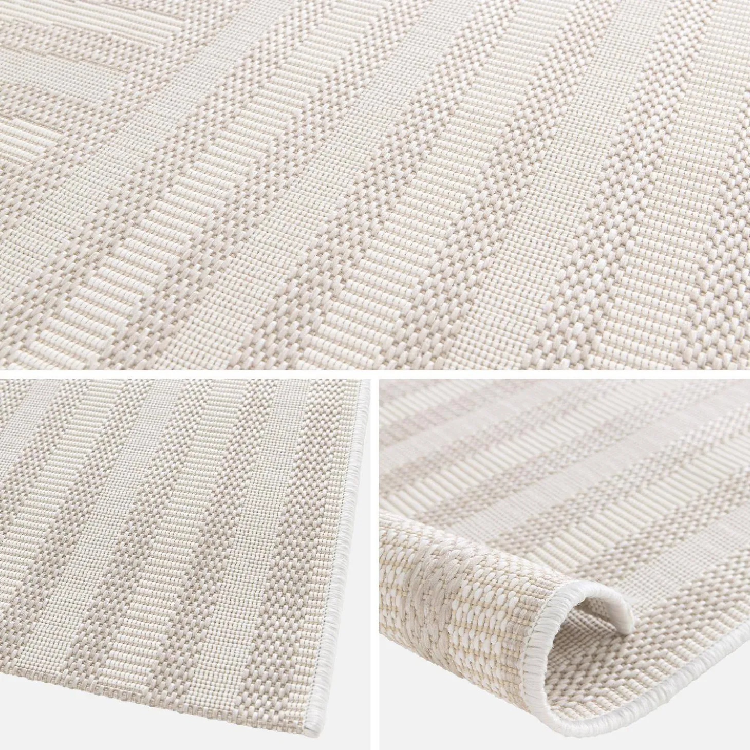 Indoor/outdoor rug with beige arch pattern, recycled polyester
