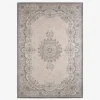 Indoor rug with baroque pattern, pink, red and blue