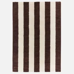 Indoor rug with brown and white stripes
