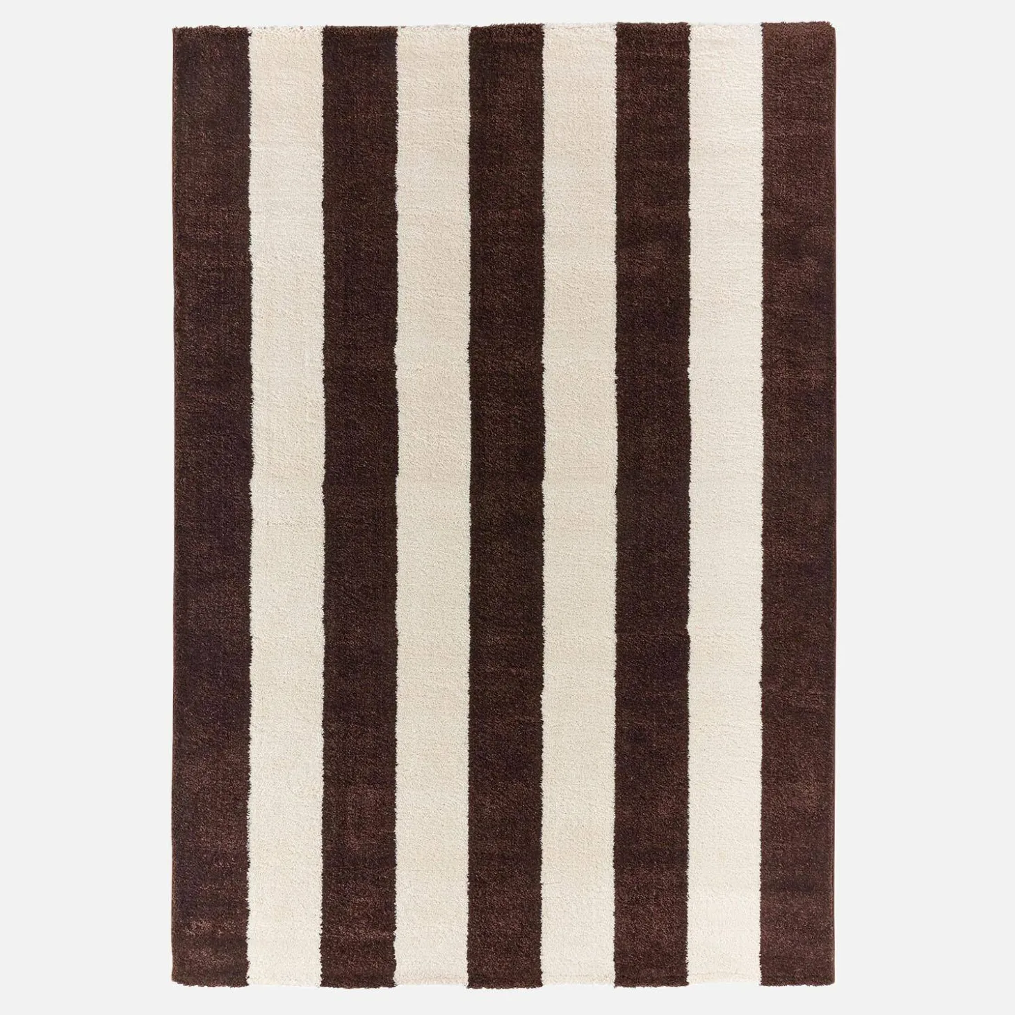 Indoor rug with brown and white stripes