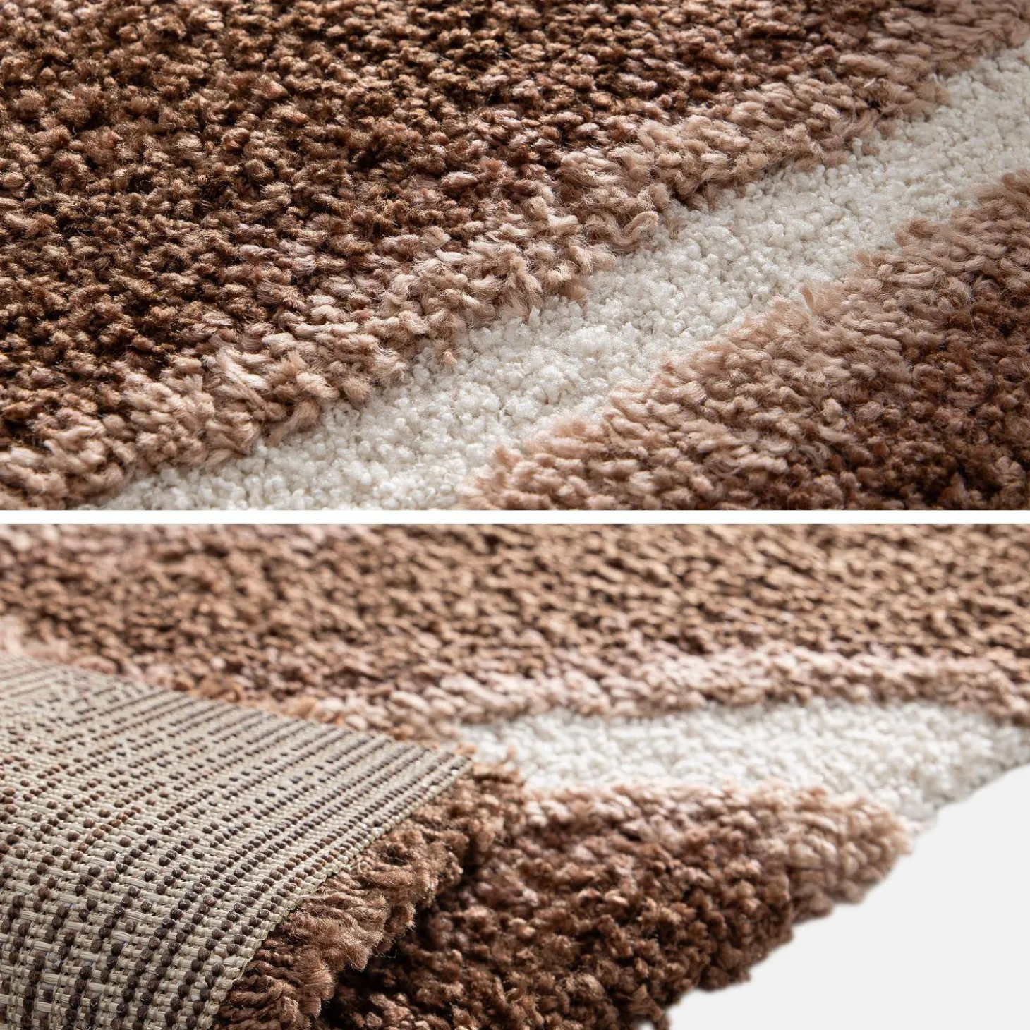 Indoor rug with brown striped pattern