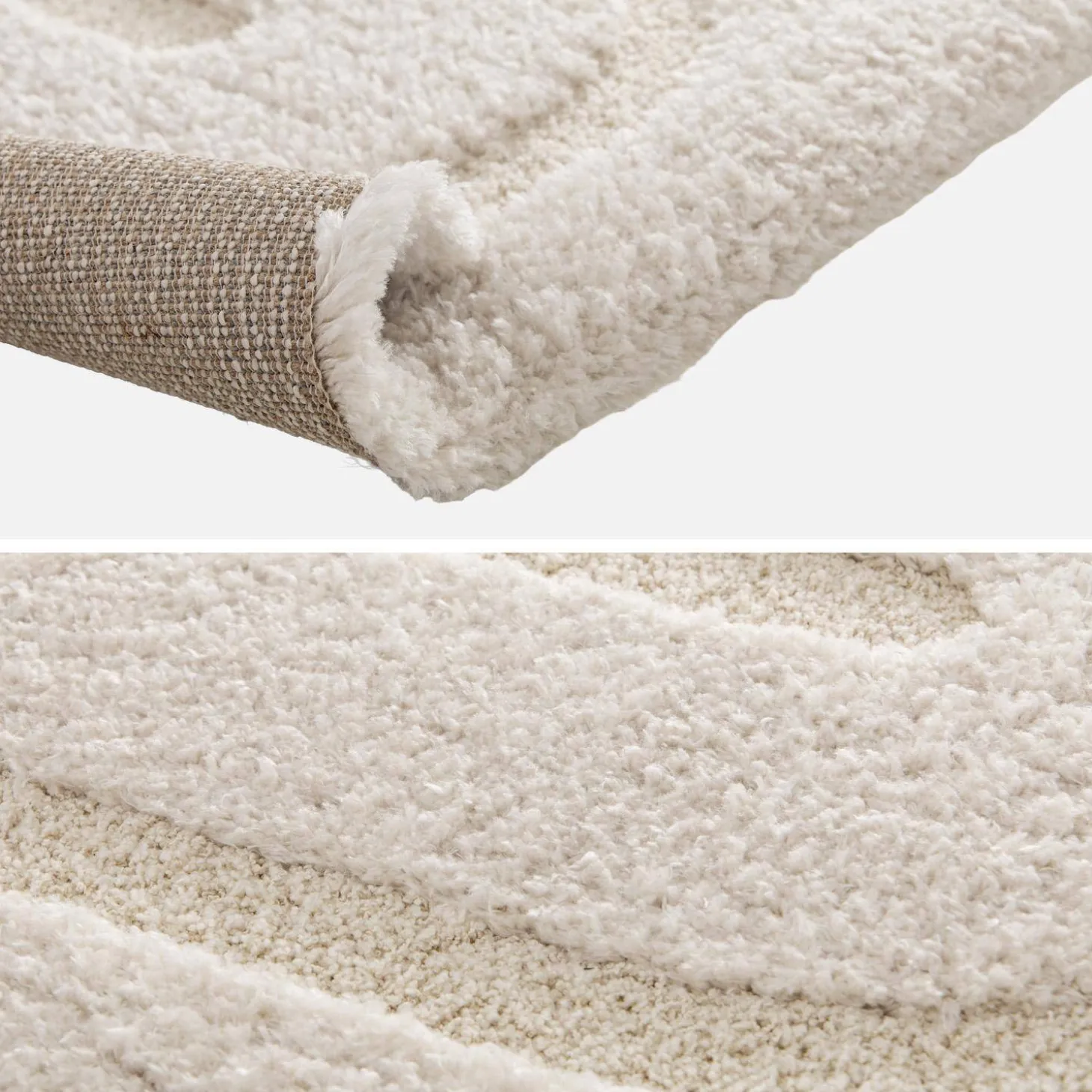 Indoor rug with geometric patterns cream